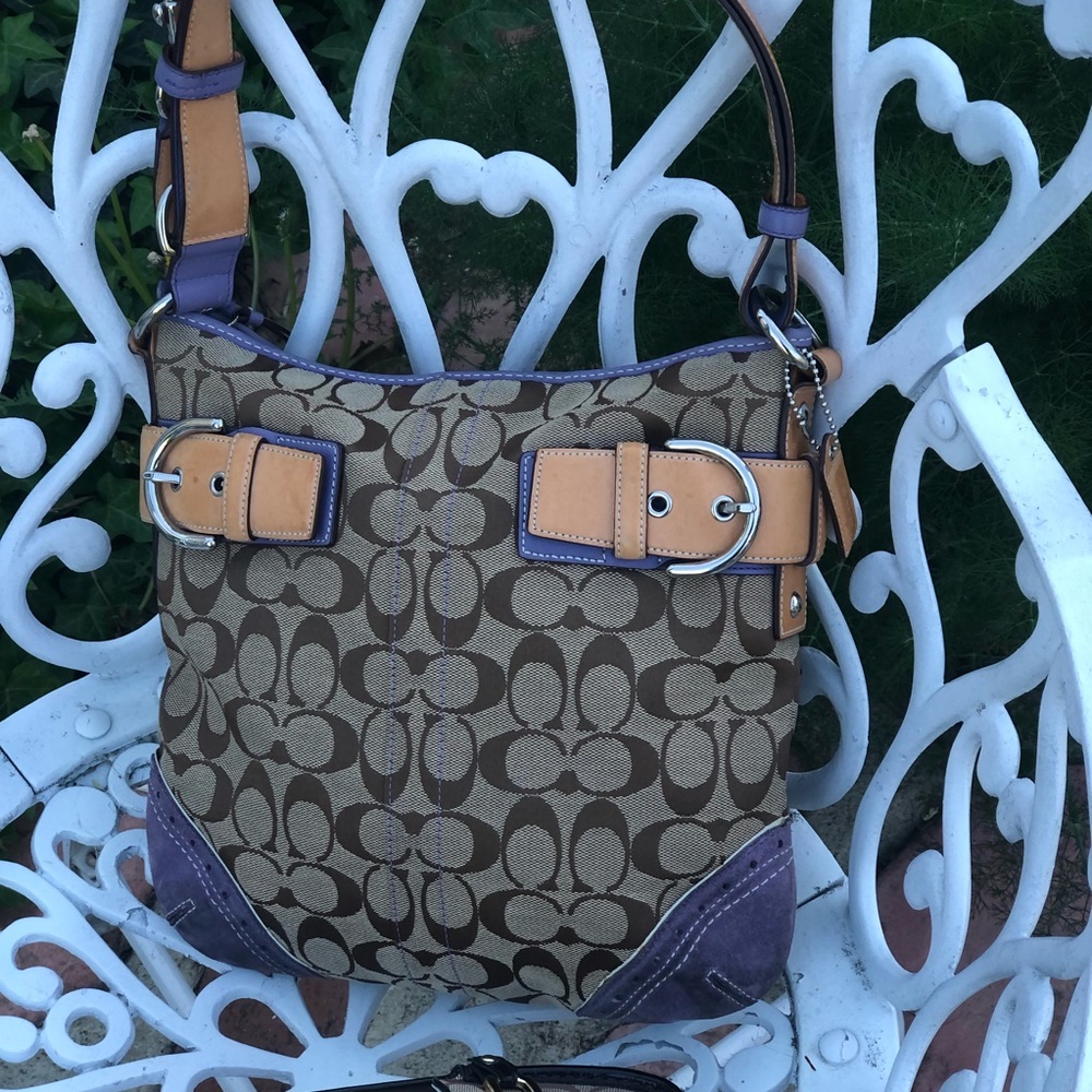 Vintage Coach 1487 Signature Canvas/Suede Shoulder Bag - Picture 15 of 16